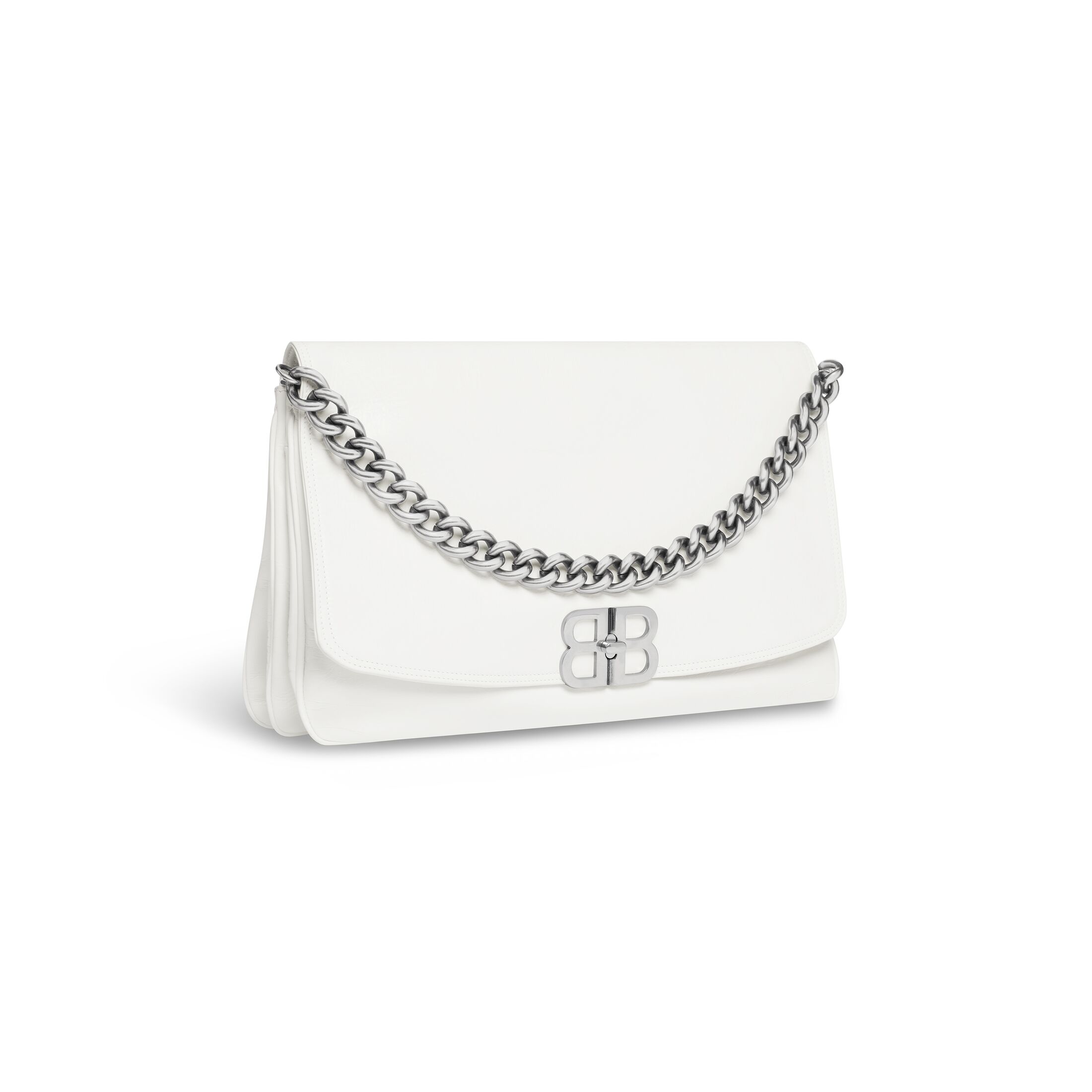 Women's Bb Soft Large Flap Bag in Optic White | Balenciaga US