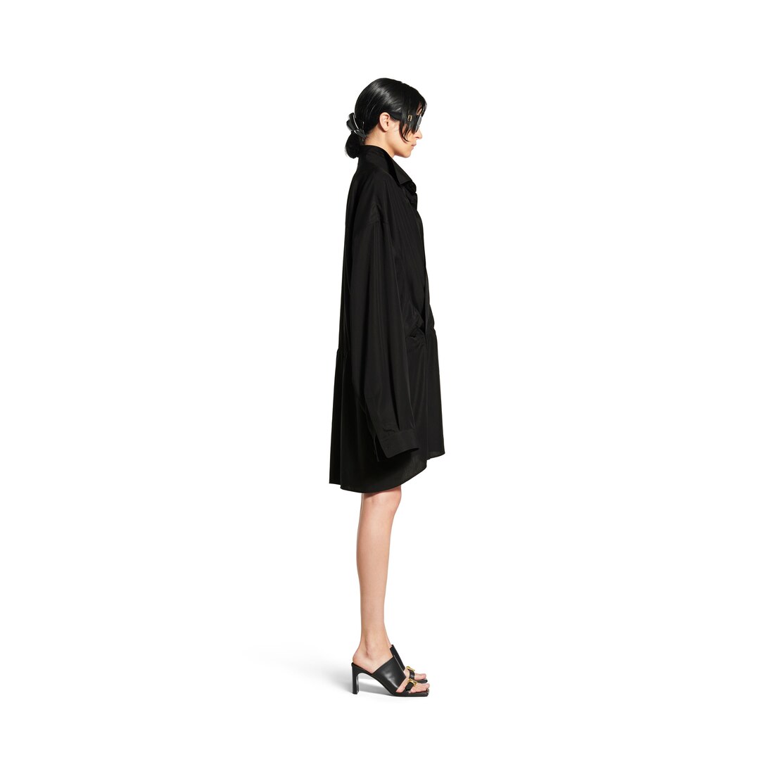 Women's Shirt Mini Dress in Black | Balenciaga US