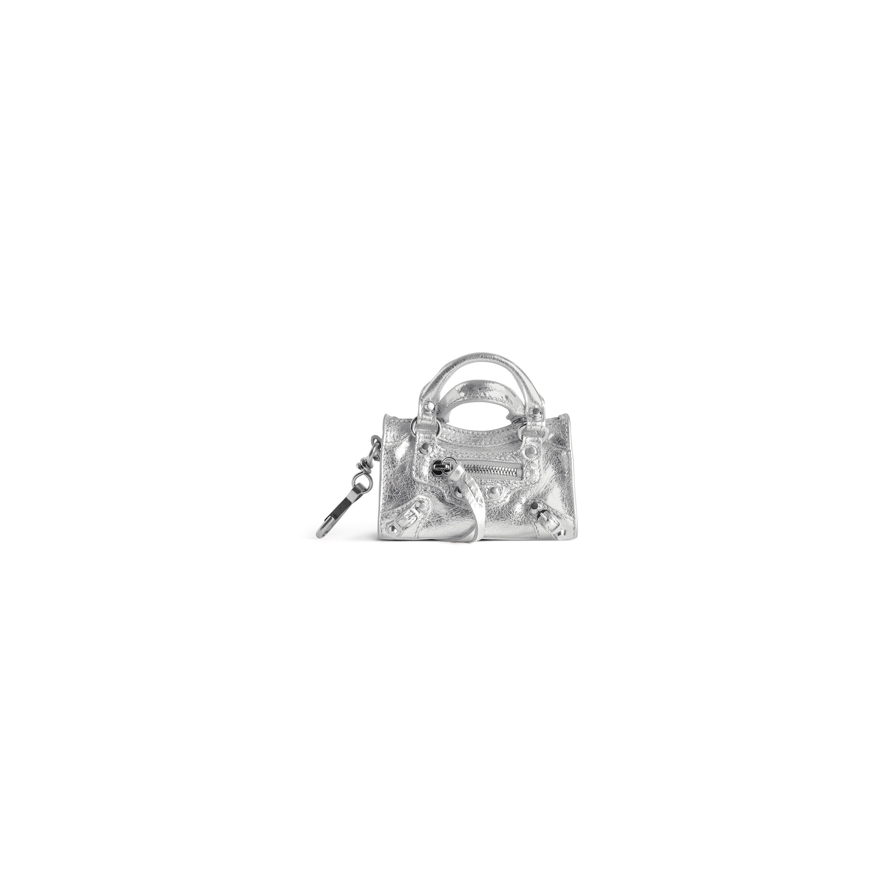 Women's Le City Micro Bag Charm in Silver | Balenciaga US
