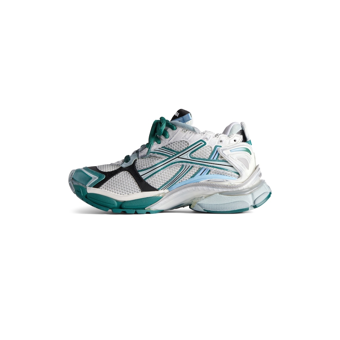 Women's Runner Sneaker in White/green/blue