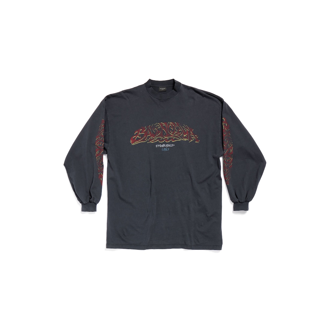 Offshore Long Sleeve T-shirt Oversized in Black Faded