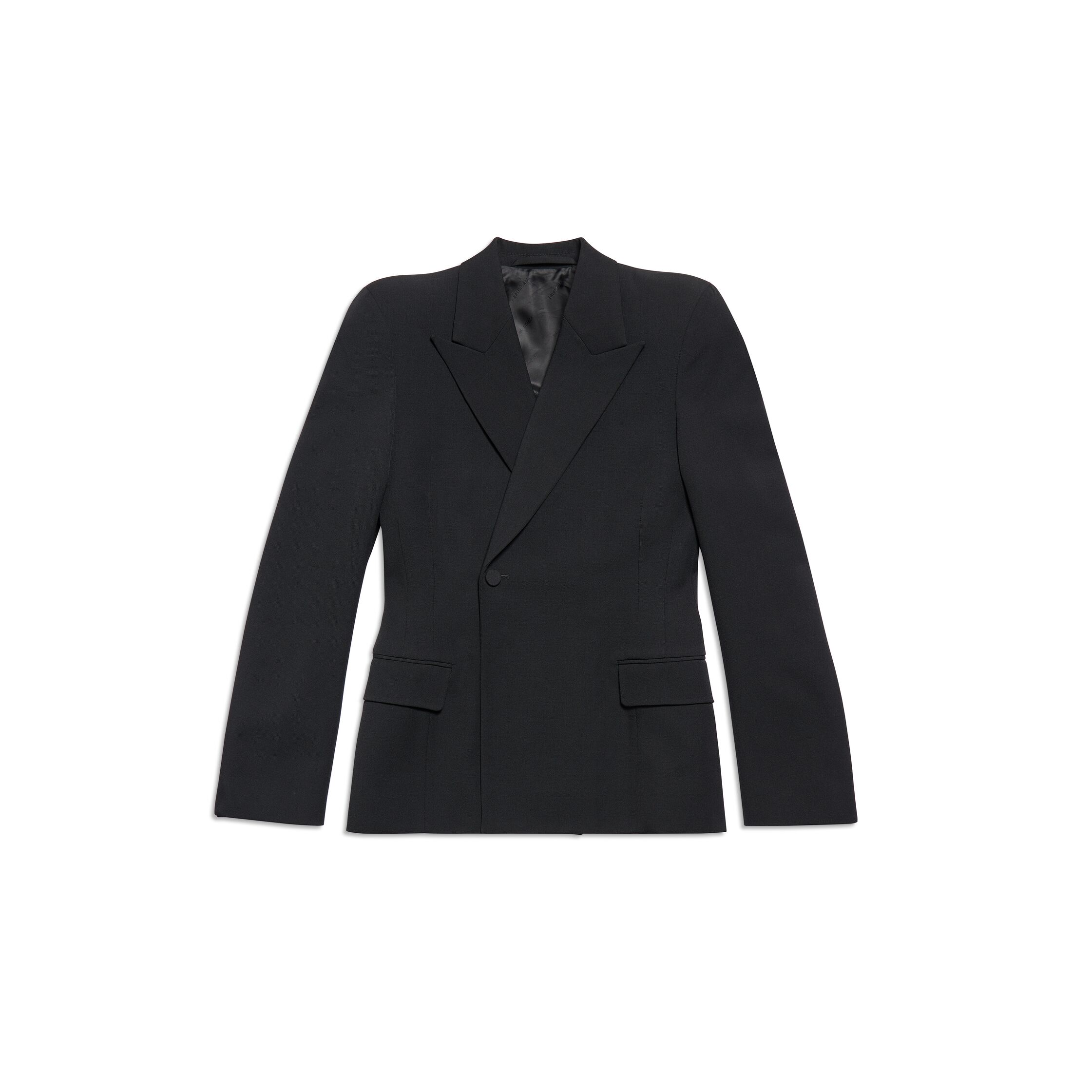 Balenciaga Round Shoulder Waisted Jacket - Black - Women's - 2 - Virgin Wool