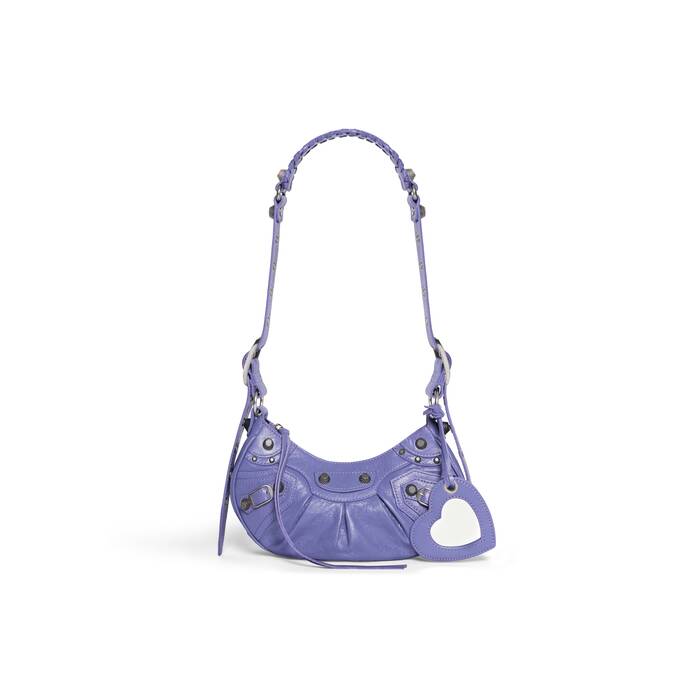 Women's Le Cagole Xs Shoulder Bag Metallized in Purple | Balenciaga US