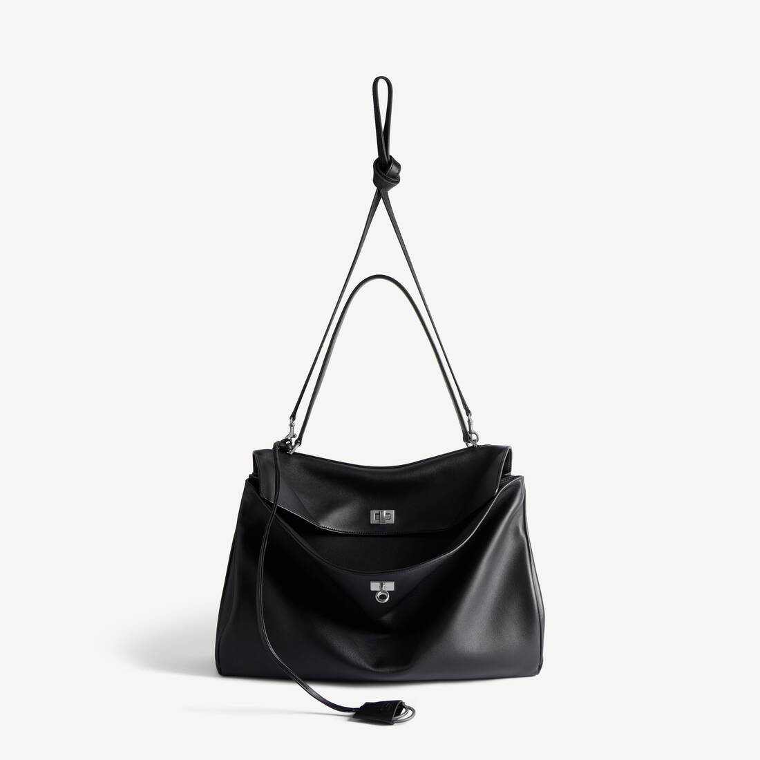 발렌시아가 여성 블랙 로데오 라지 핸드백 7897442AA4U1000