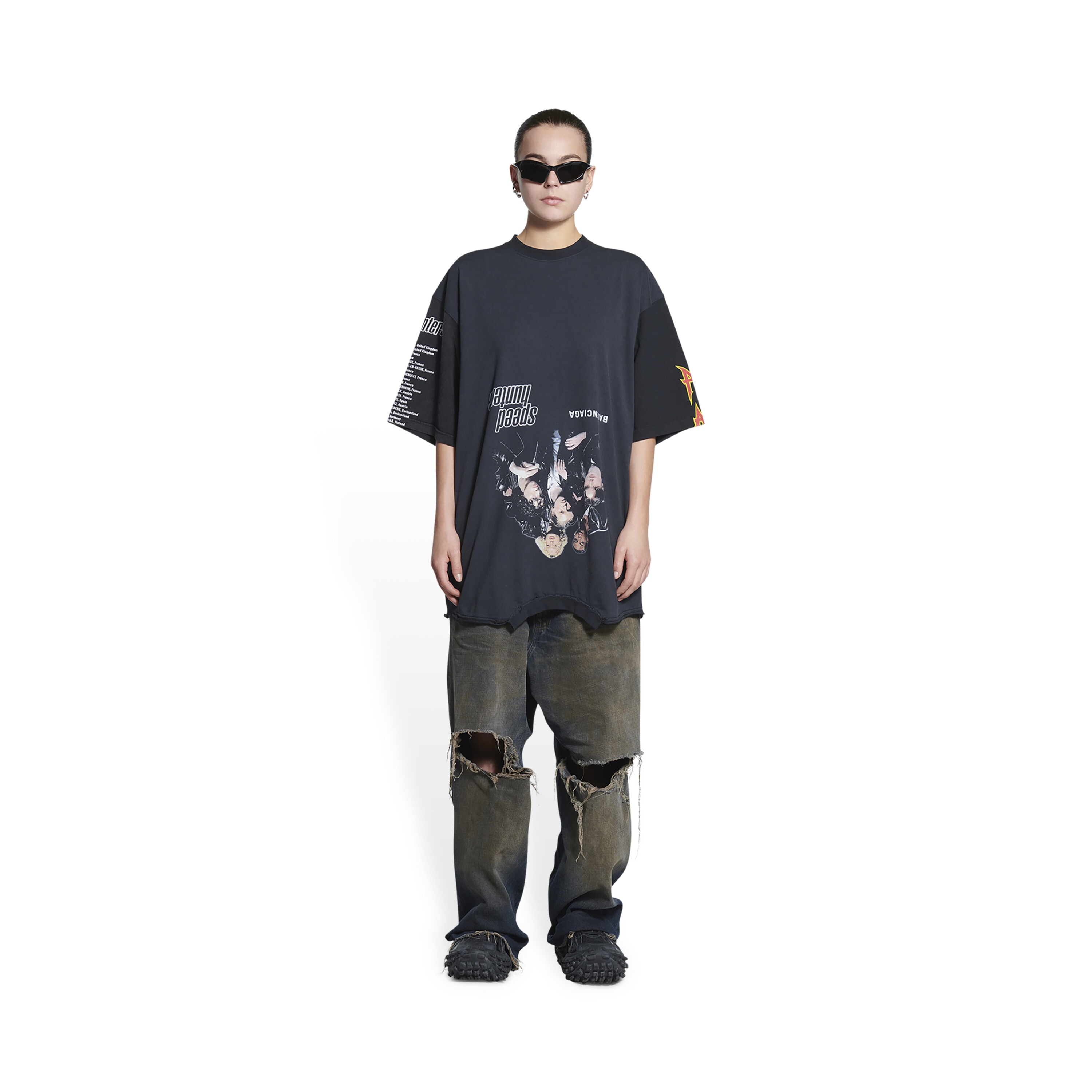 BALENCIAGA バレンシアガ 22SS Speed Hunter Upside Down Oversized Tee 698811 TMVC9 スピードハンターアップサイドダウンオーバーサイズ半袖Tシャツ ブラック