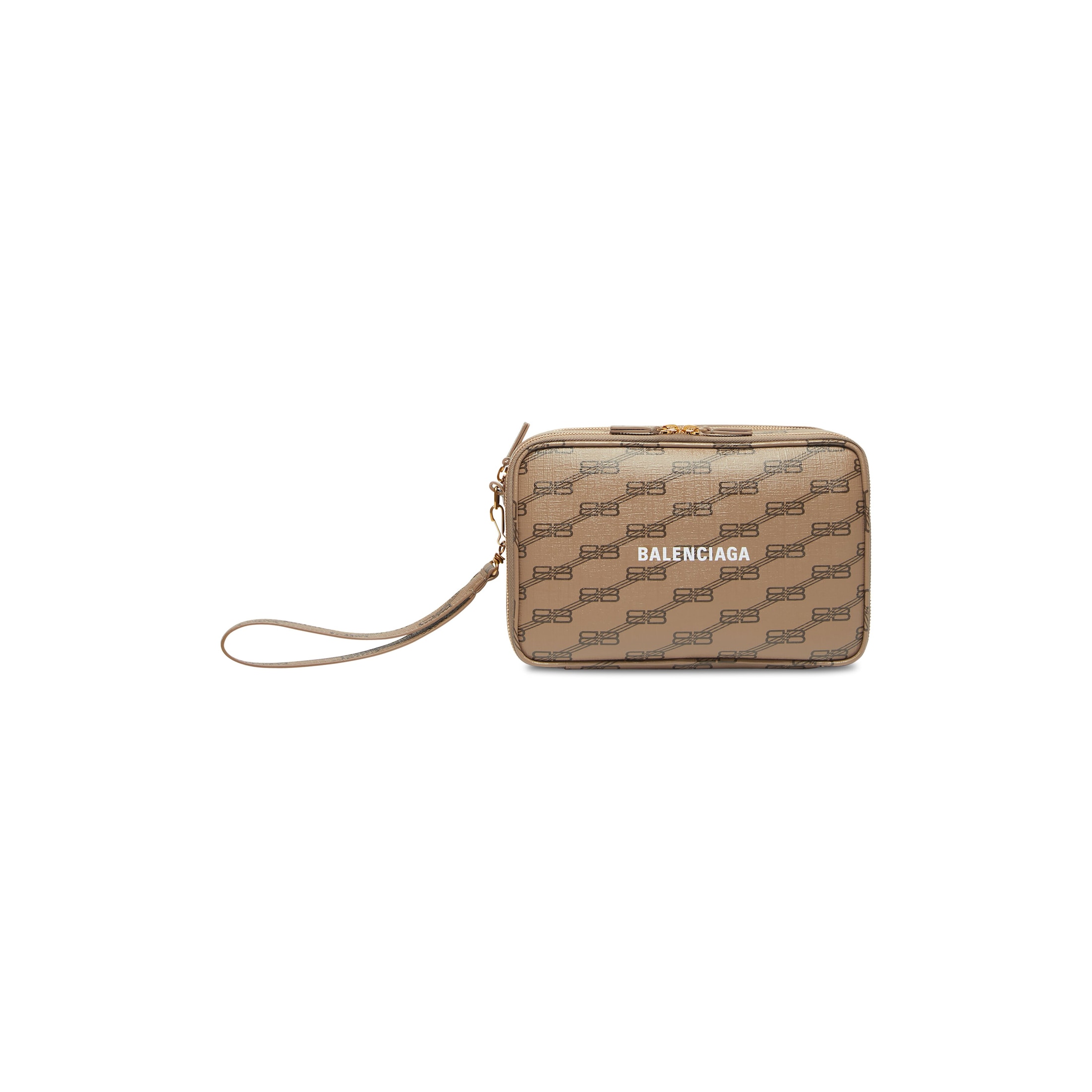 Balenciaga Pochette Avec Poignée Signature En Toile Enduite BB Monogram - Beige - Homme - Polyuréthane, Polyester, Coton