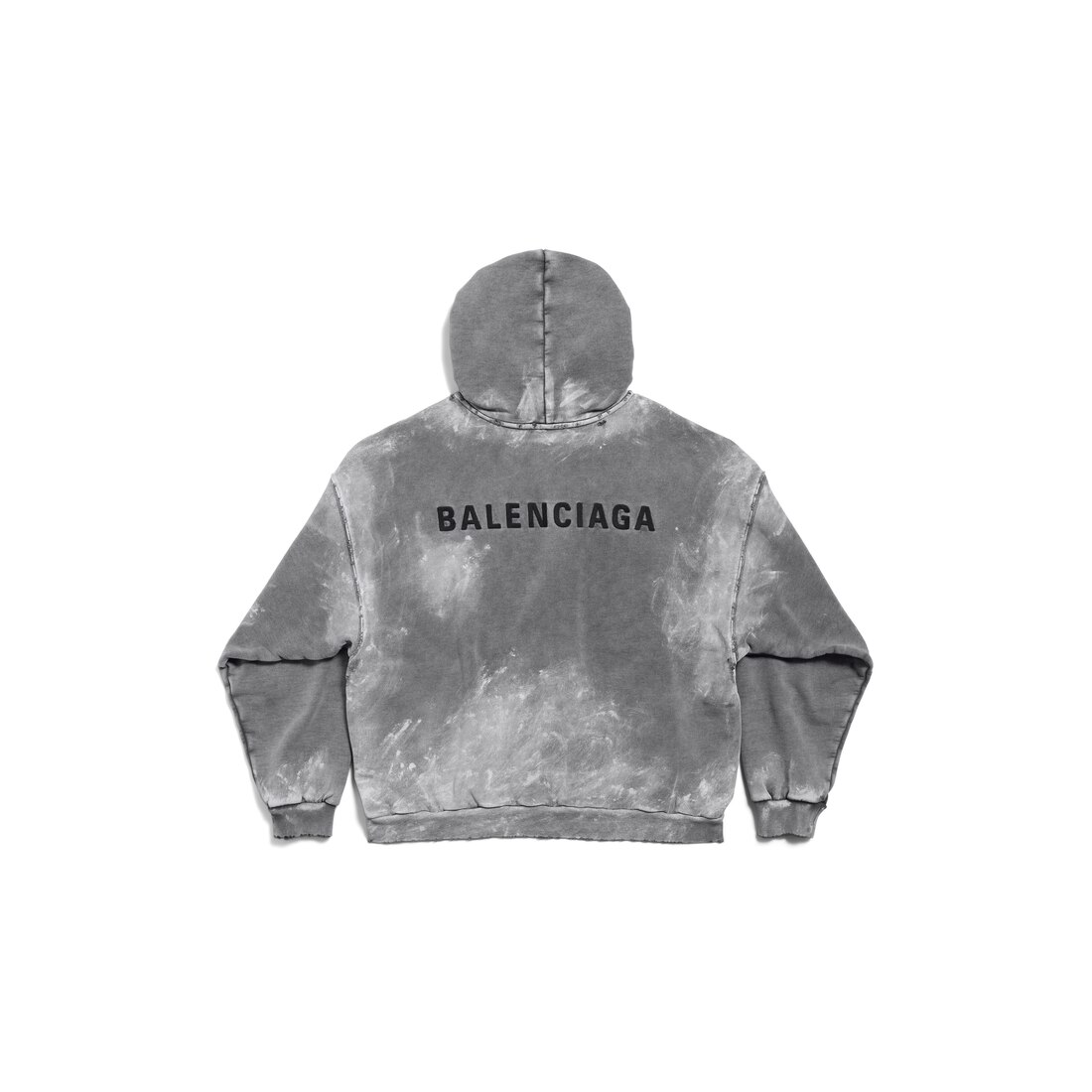 BALENCIAGA Grey Hoodie With Embroidered Logo On Front And Back In Flee