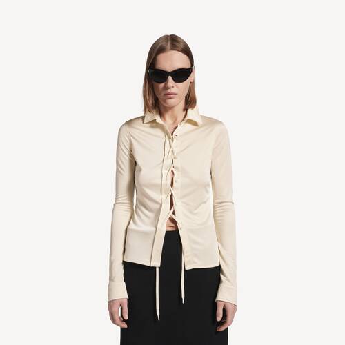 レースアップ シャツ