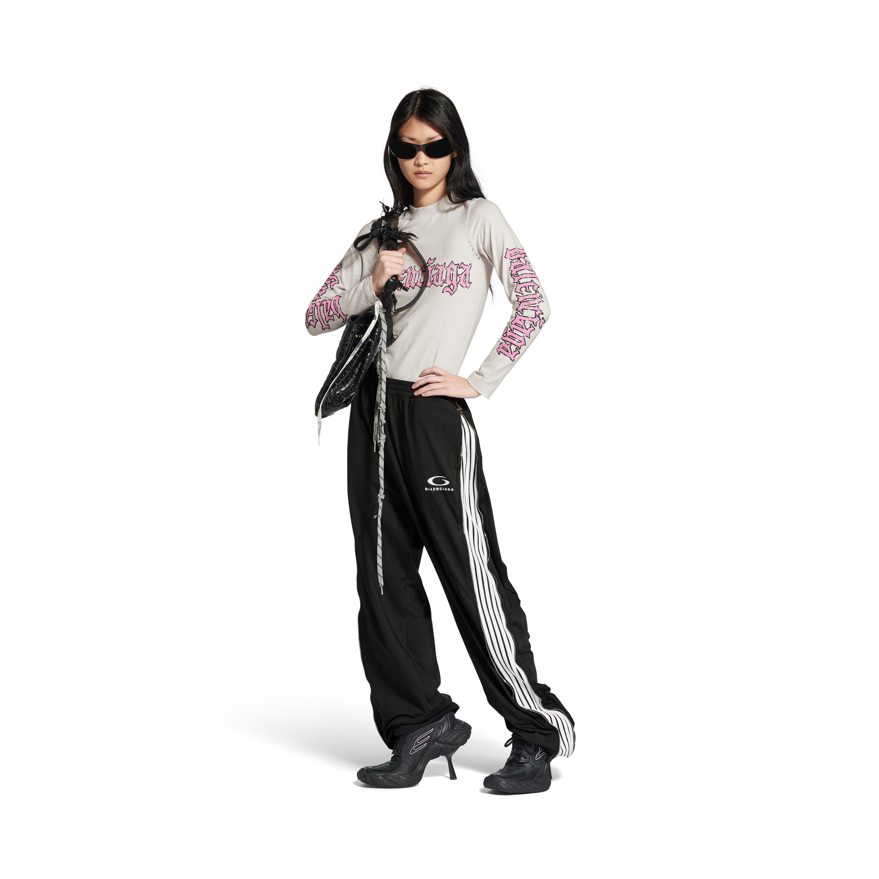 BALENCIAGA★Loop Sports Icon ジップスウェットパンツ 送関込み ホワイト の ウィメンズ Loop Sports Icon ジップ スウェット