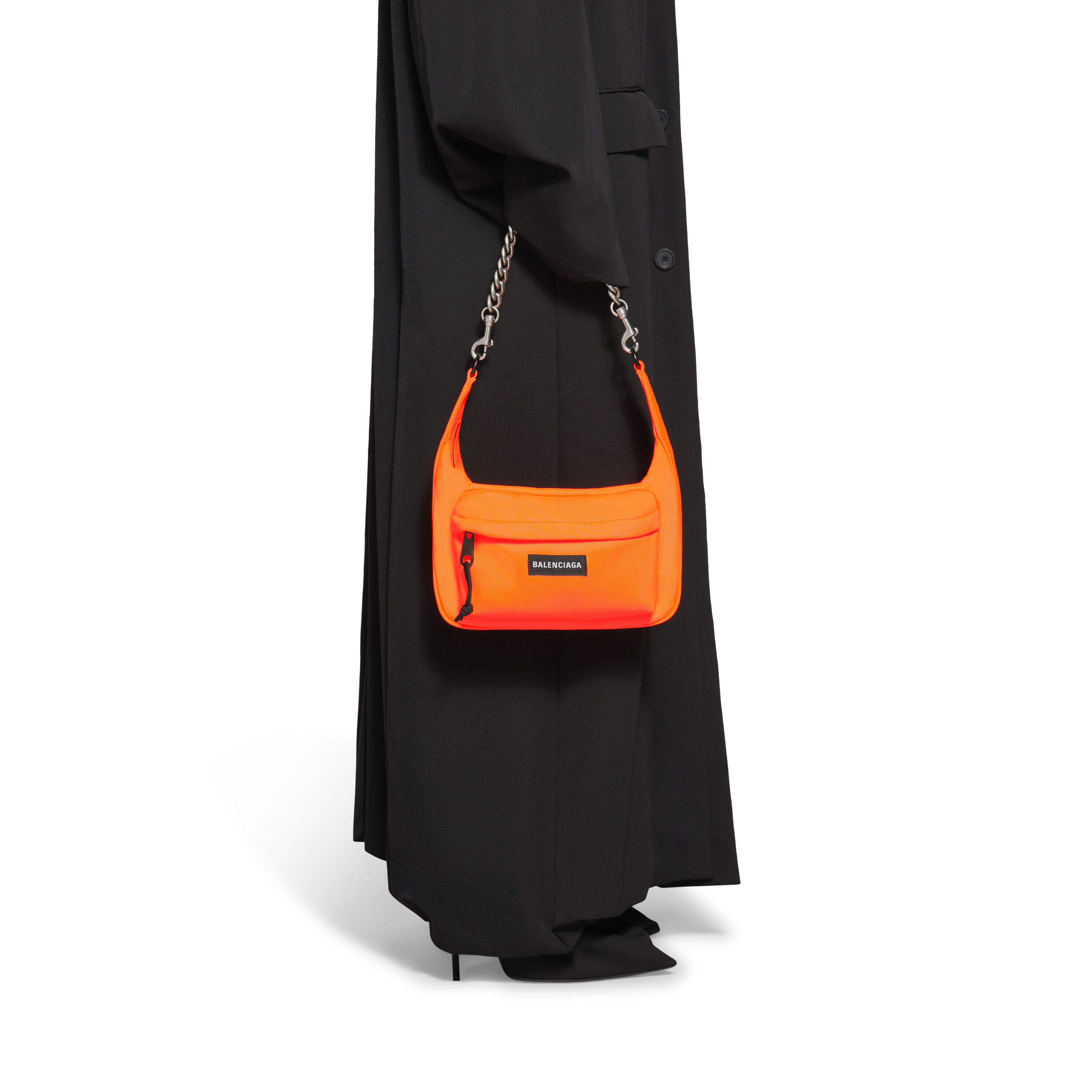Balenciaga Orange Le Cagole XS Shoulder Bag Crocodile Embossed Studded   BougieHabit