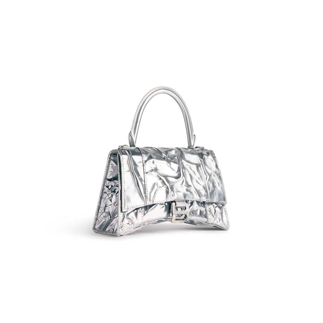 Balenciaga Hourglass Xs Metallic Satchel Bag In 8110 Silver