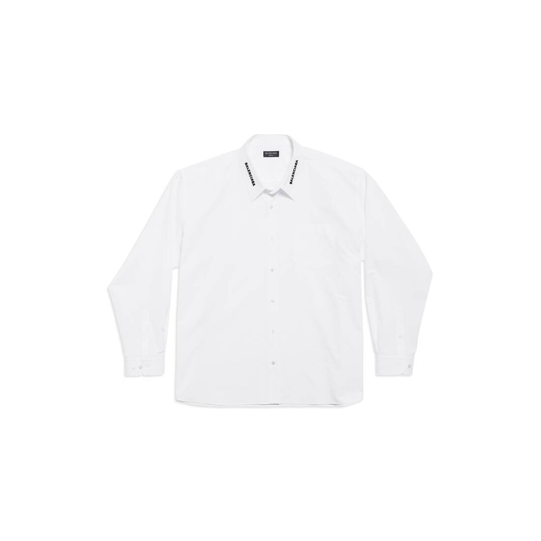 Balenciaga Dropped Neckline Shirt Oversized in White/black | Balenciaga US