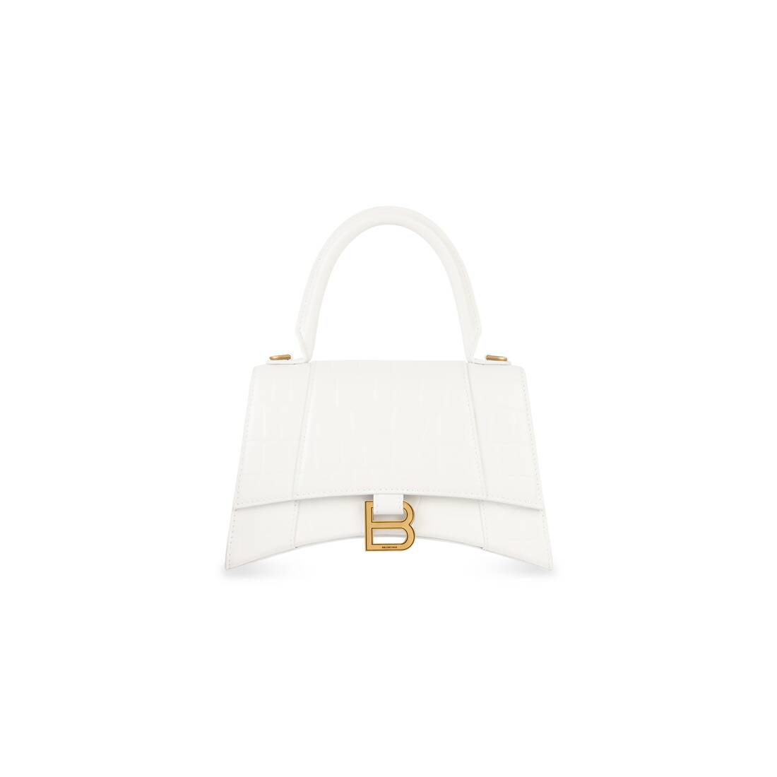 BALENCIAGA Hourglass top handle XS crocodileprint leather bag  White   Balenciaga shoulder bag 592833 1LR6Y online on GIGLIOCOM