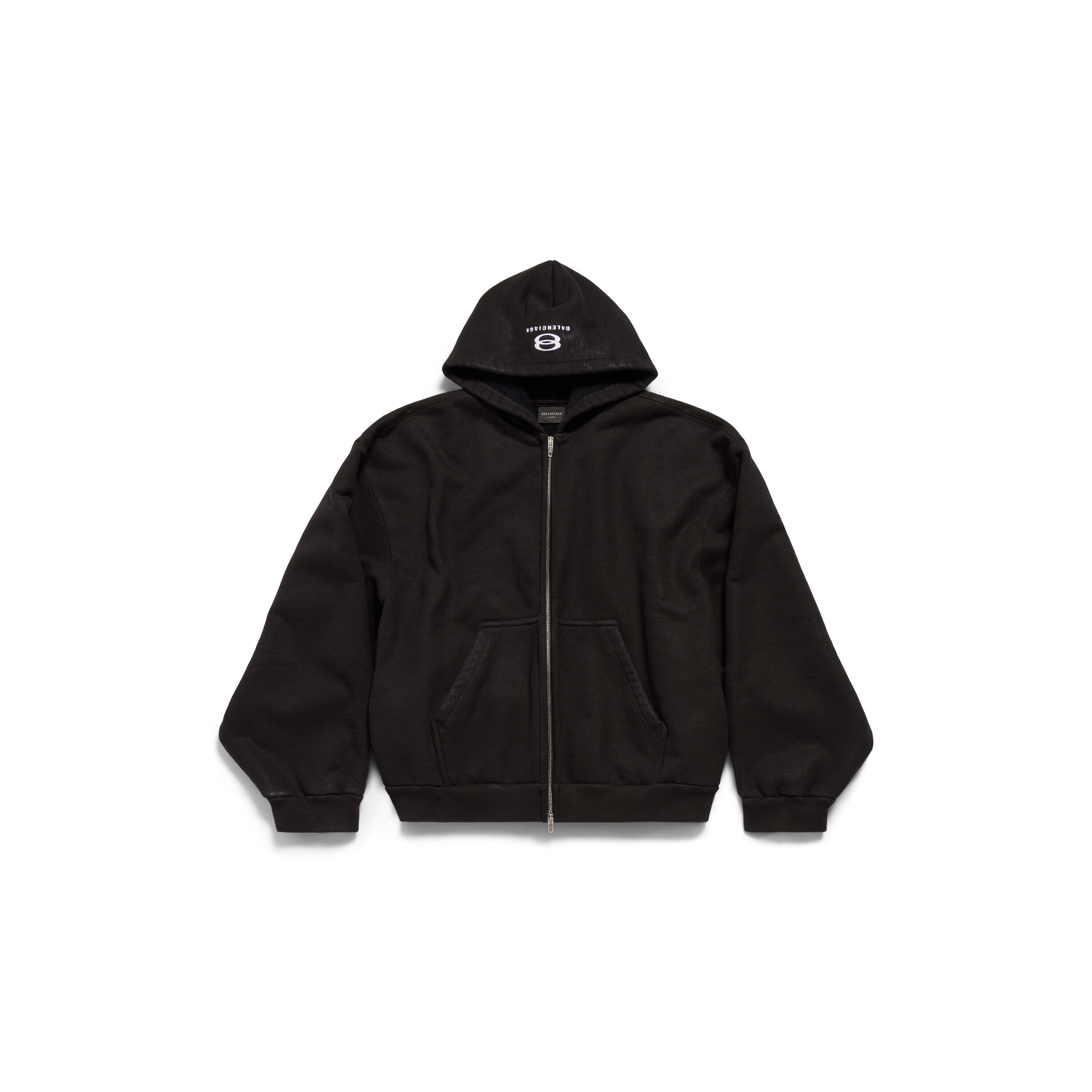 Balenciaga zip-up cotton hoodie - Black