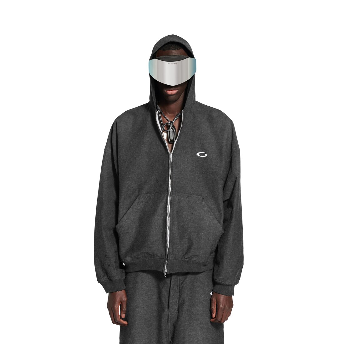 Men's Trompe L'œil Hoodie in Anthracite | Balenciaga US
