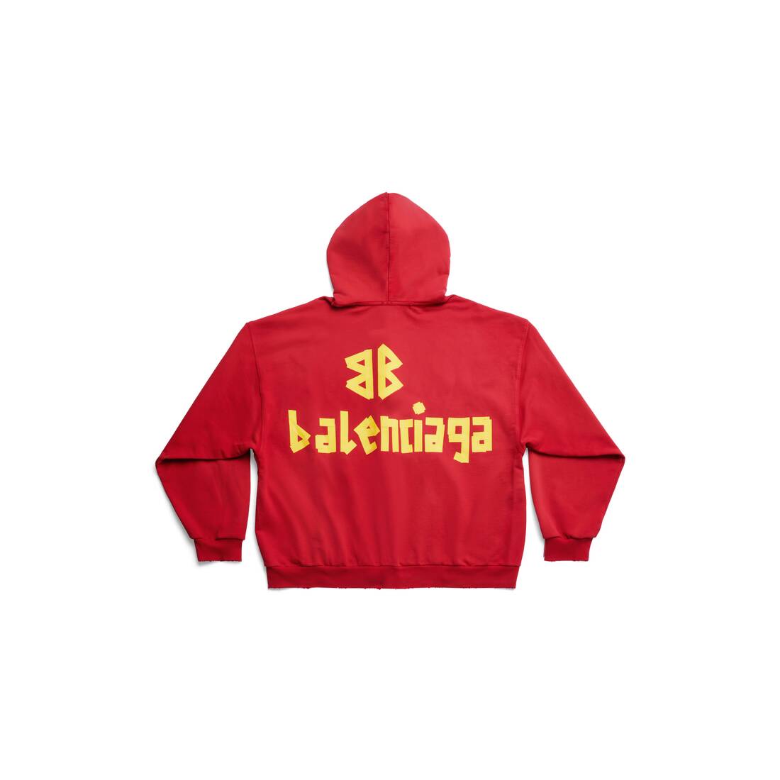 Tape Type Ripped Pocket Zip-up Hoodie Large Fit in Red | Balenciaga CA