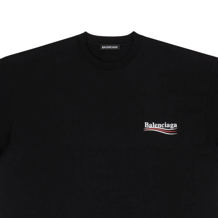 Men's Political Campaign T-shirt Regular Fit in Black | Balenciaga US
