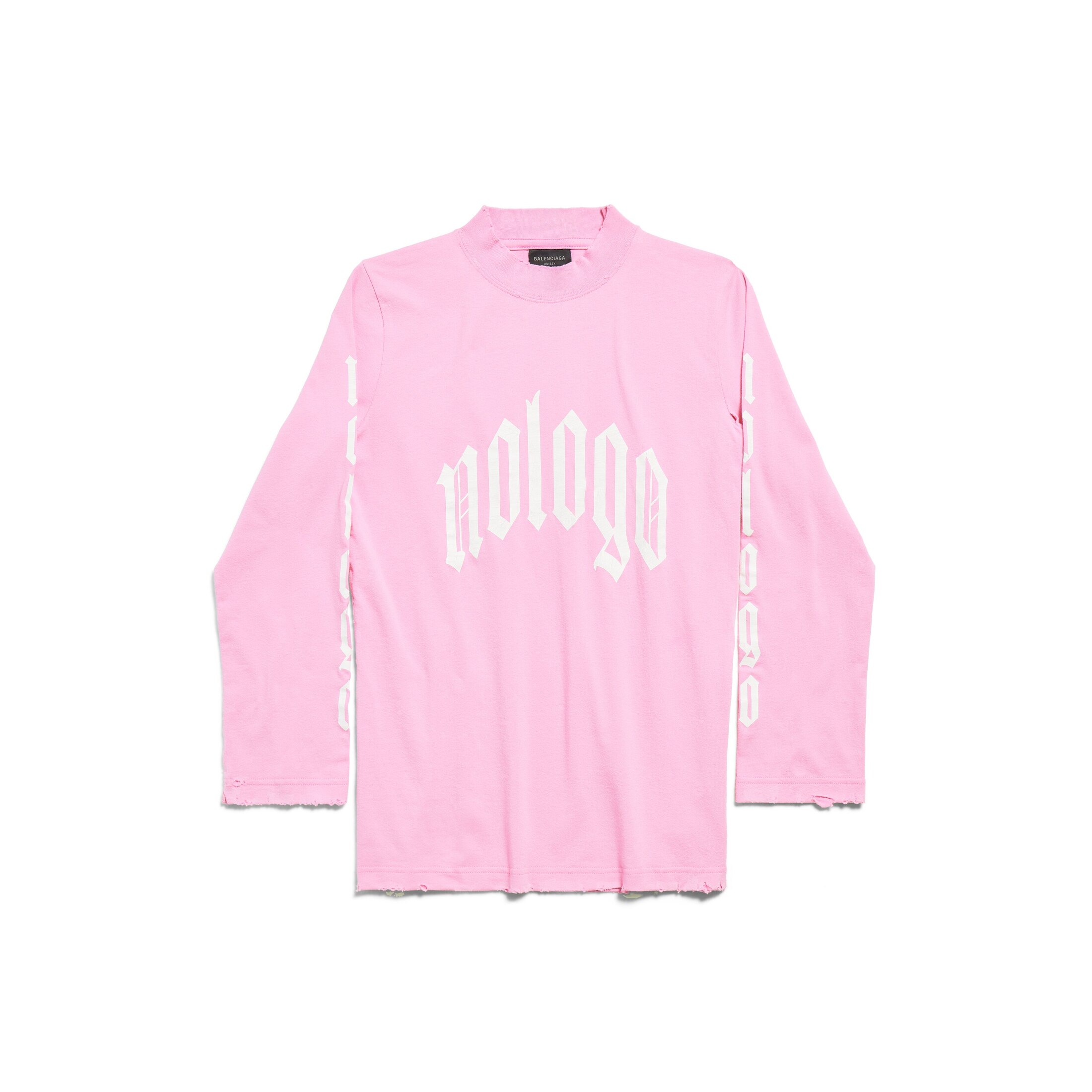 Balenciaga Nologo Long Sleeve T-Shirt Fitted - Pink - Woman - S - Cotton & Elastane