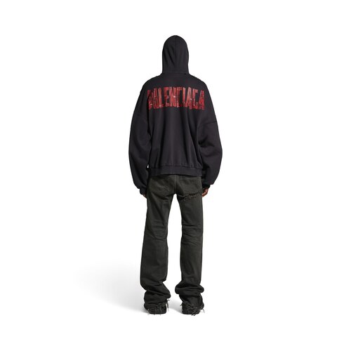 security tape logo hoodie大号拉链连帽卫衣