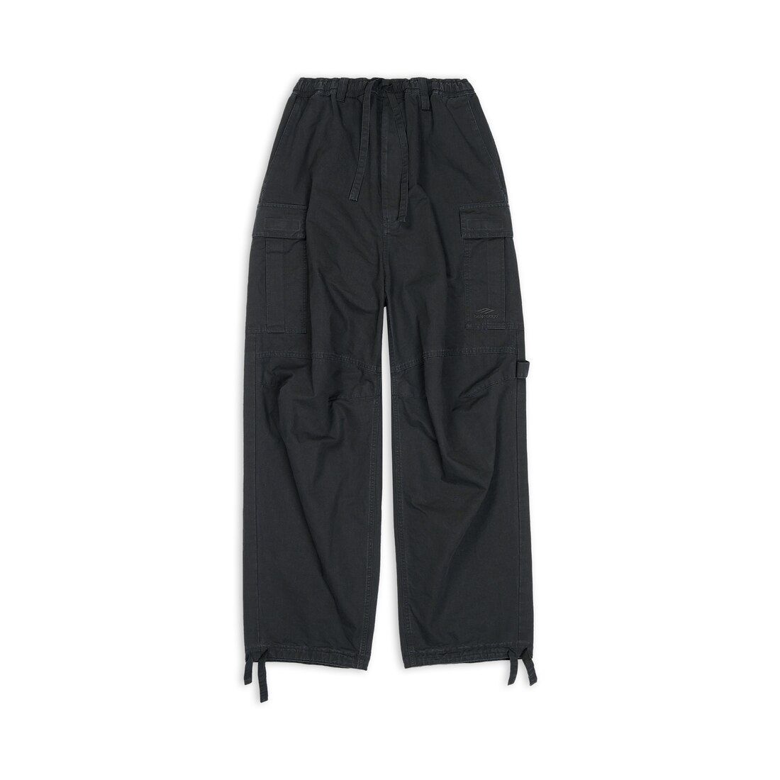 Men's Drawstring Cargo Pants in Black