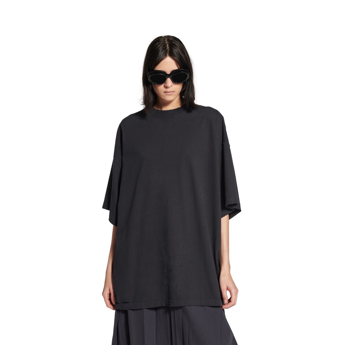 Blackletter Script Oversized T-shirt in Black Faded