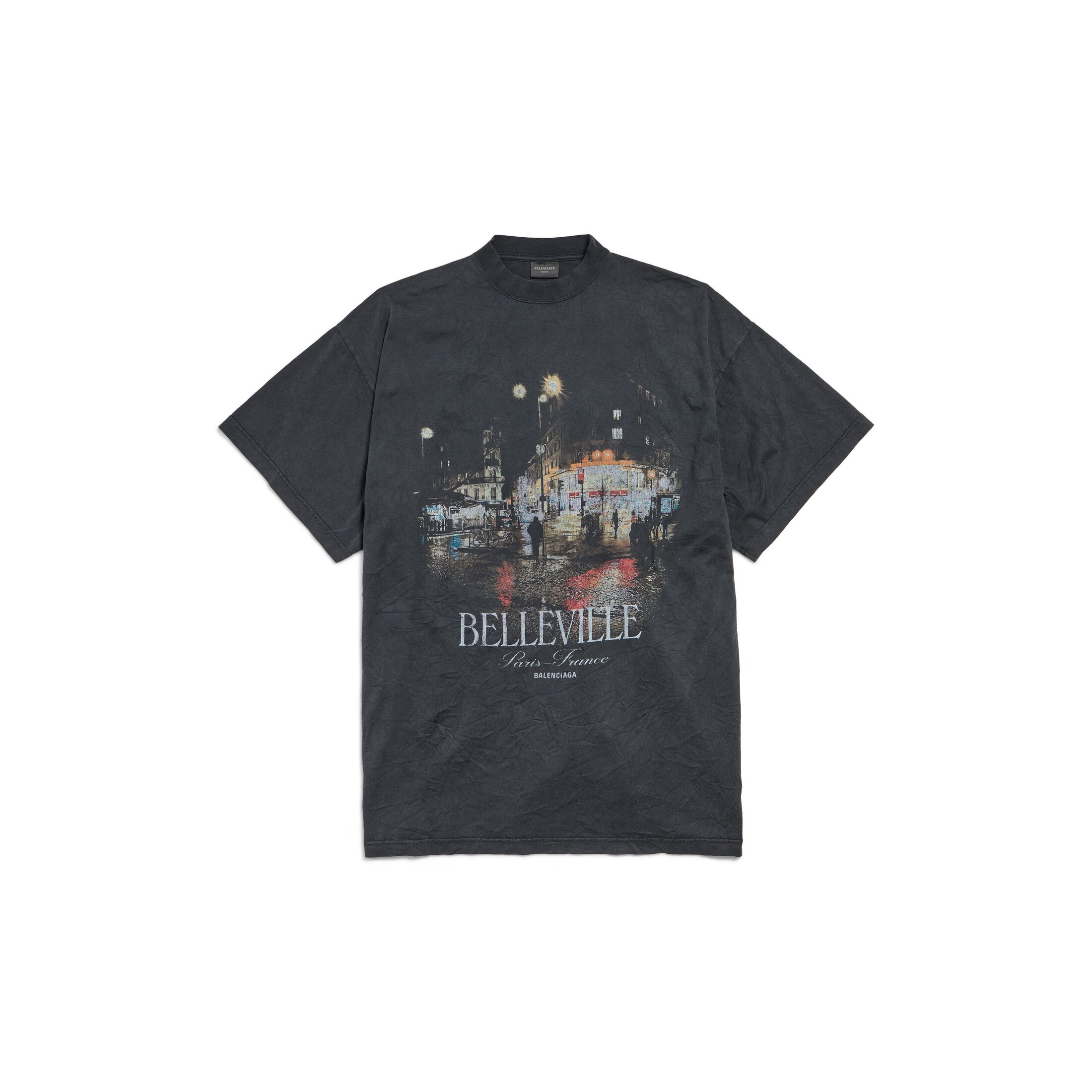 Balenciaga T-Shirt Belleville Oversize - Nero - Unisex - 1 - Tessuto Principale: 100% Cotone - Profilo: 97% Cotone, 3% Elastan