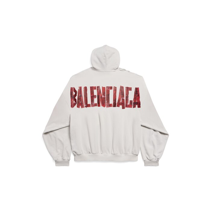 security tape zip-up hoodie large fit