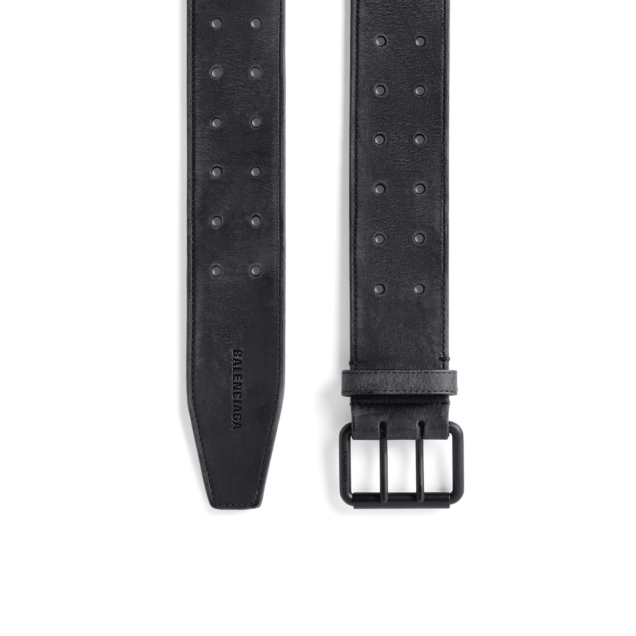 Balenciaga Double Holes Belt - Black - Man - 100 - Calfskin