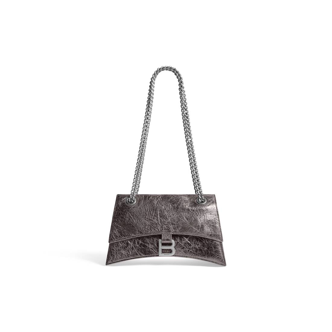 Women's Crush Small Chain Bag Metallized in Dark Grey | Balenciaga US