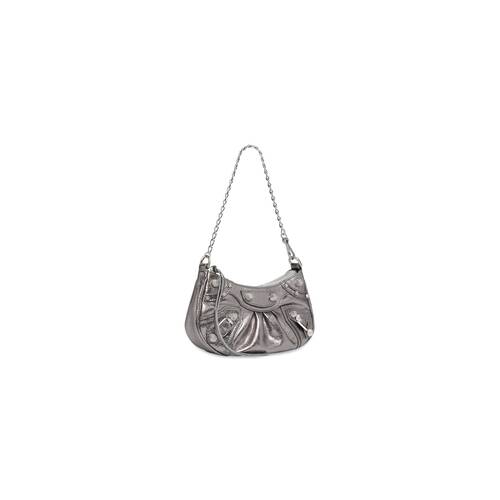 Women's Le Cagole Mini Bag With Chain Metallized in Silver | Balenciaga US