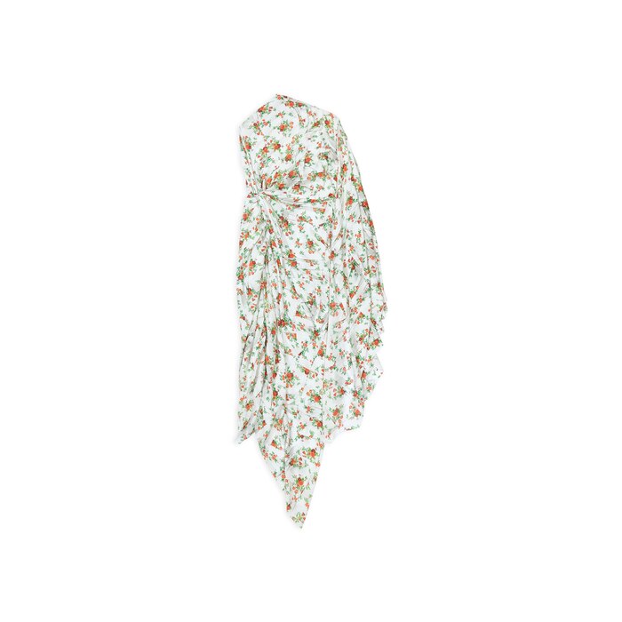 paper crush floral asymmetric pleated dress
