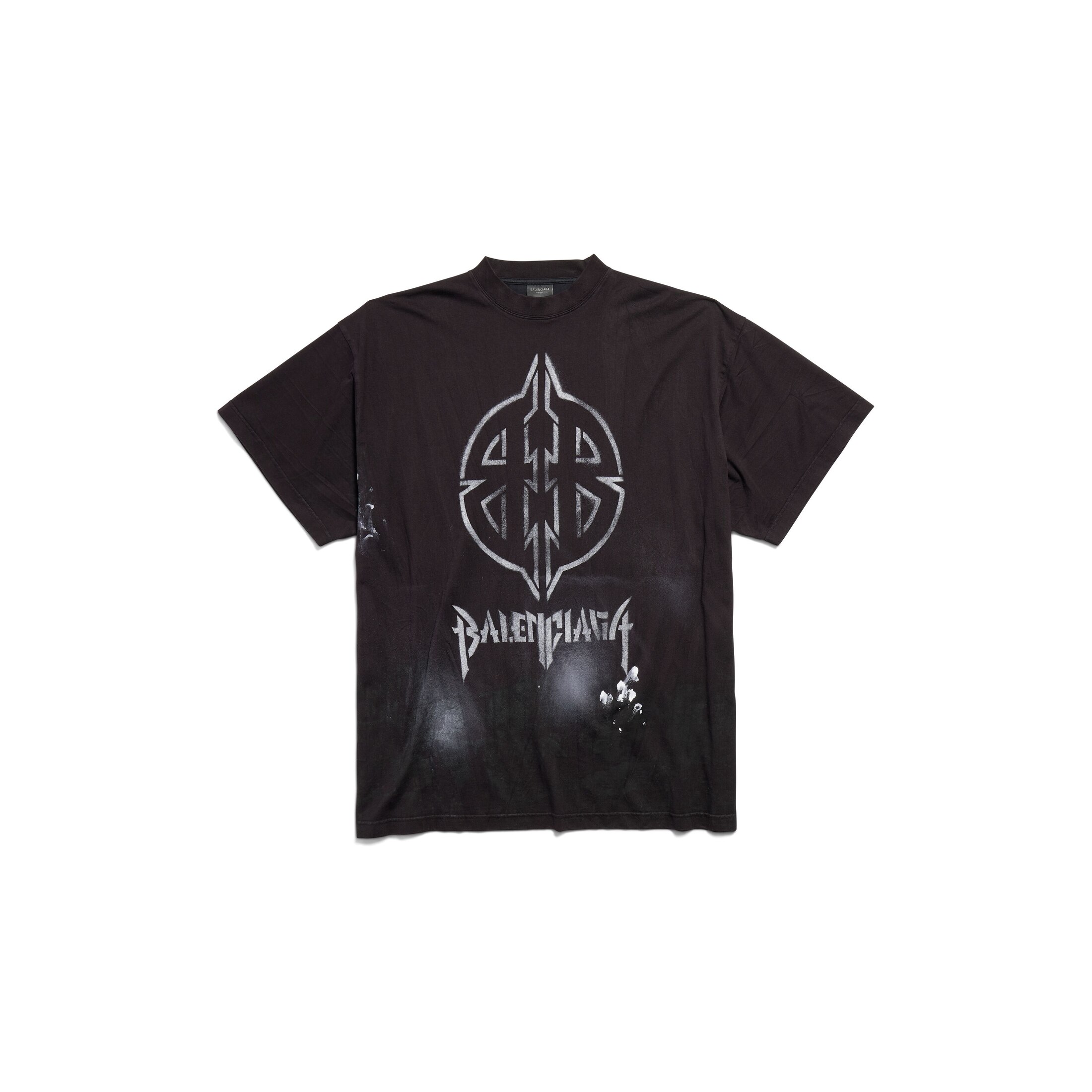 Balenciaga Metal BB Stencil T-Shirt Oversized - Black - Unisex - - Cotton