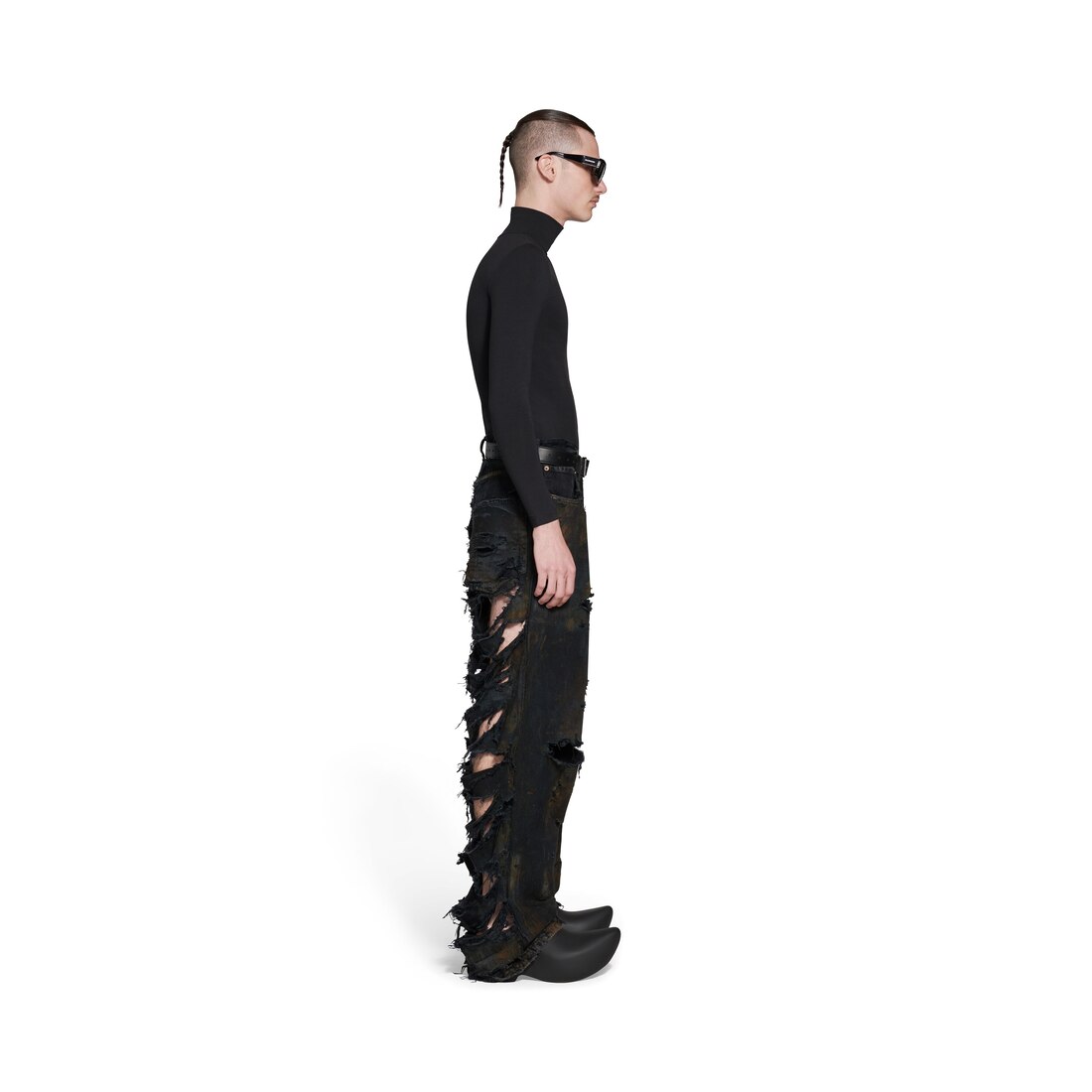 Super Destroyed Baggy Pants in Black | Balenciaga CA