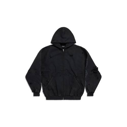 Paris Moon Outerwear Zip-up Hoodie Oversized in Black Faded | Balenciaga US