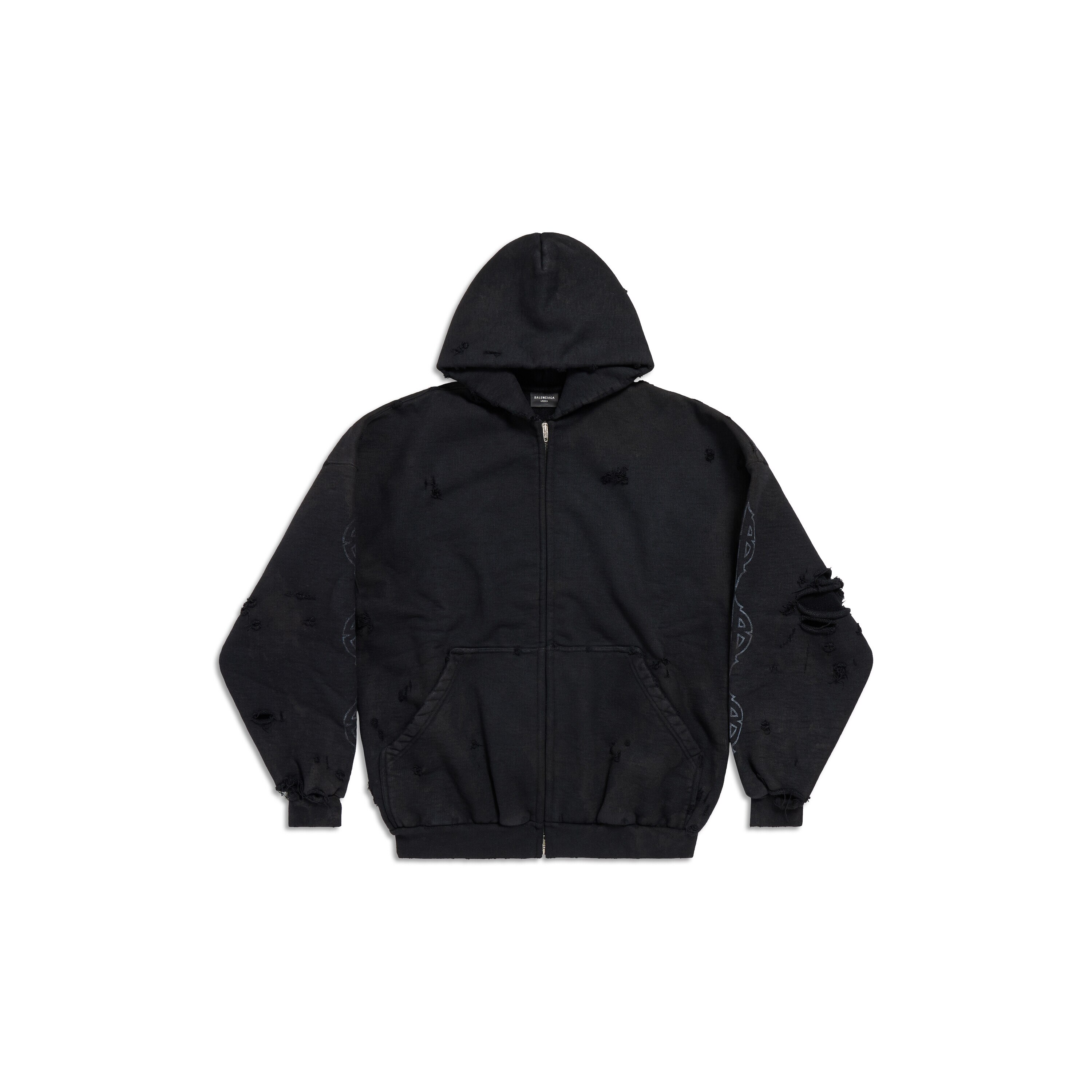 Paris Moon Outerwear Zip-up Hoodie Oversized in Black Faded