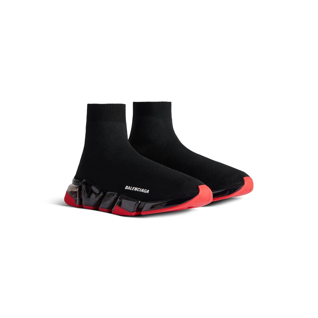 Sneaker Speed 2.0 Full Clear Sole En Maille Recyclee pour Homme en Noir rouge Balenciaga FR