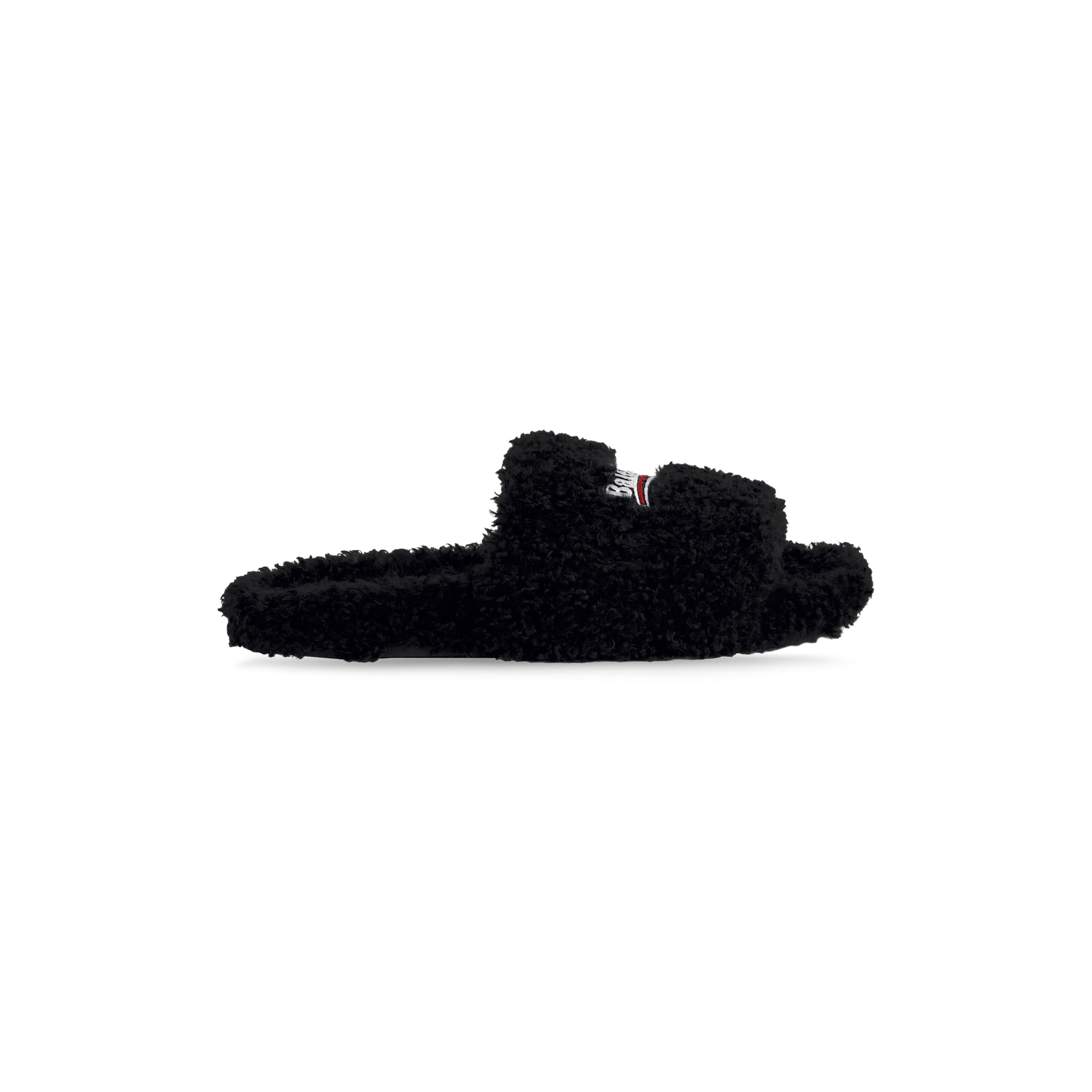 Balenciaga Furry Slide Sandal - Black - Woman - 42 - Polyester