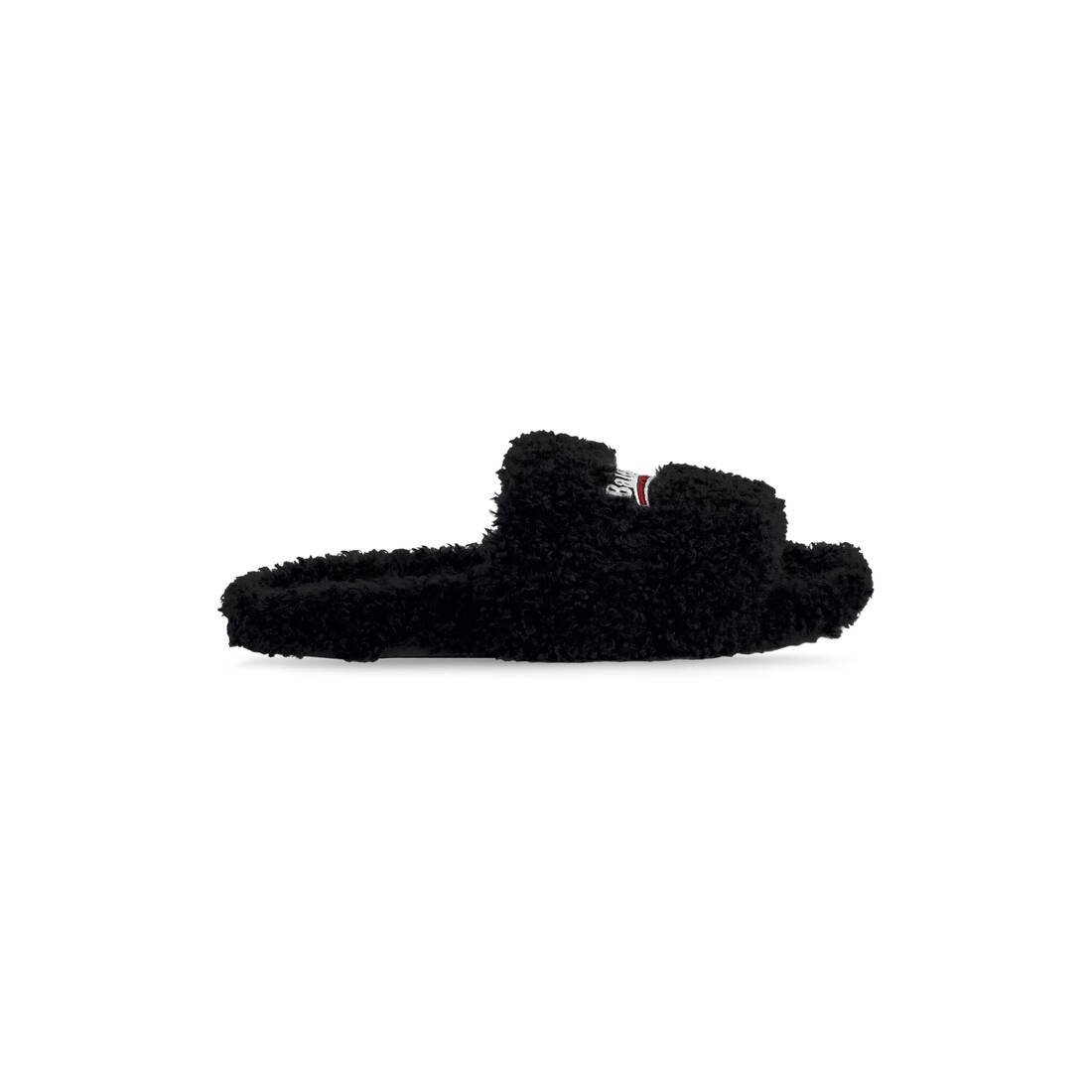 Furry Slide Sandal in Black/white/red | Balenciaga US