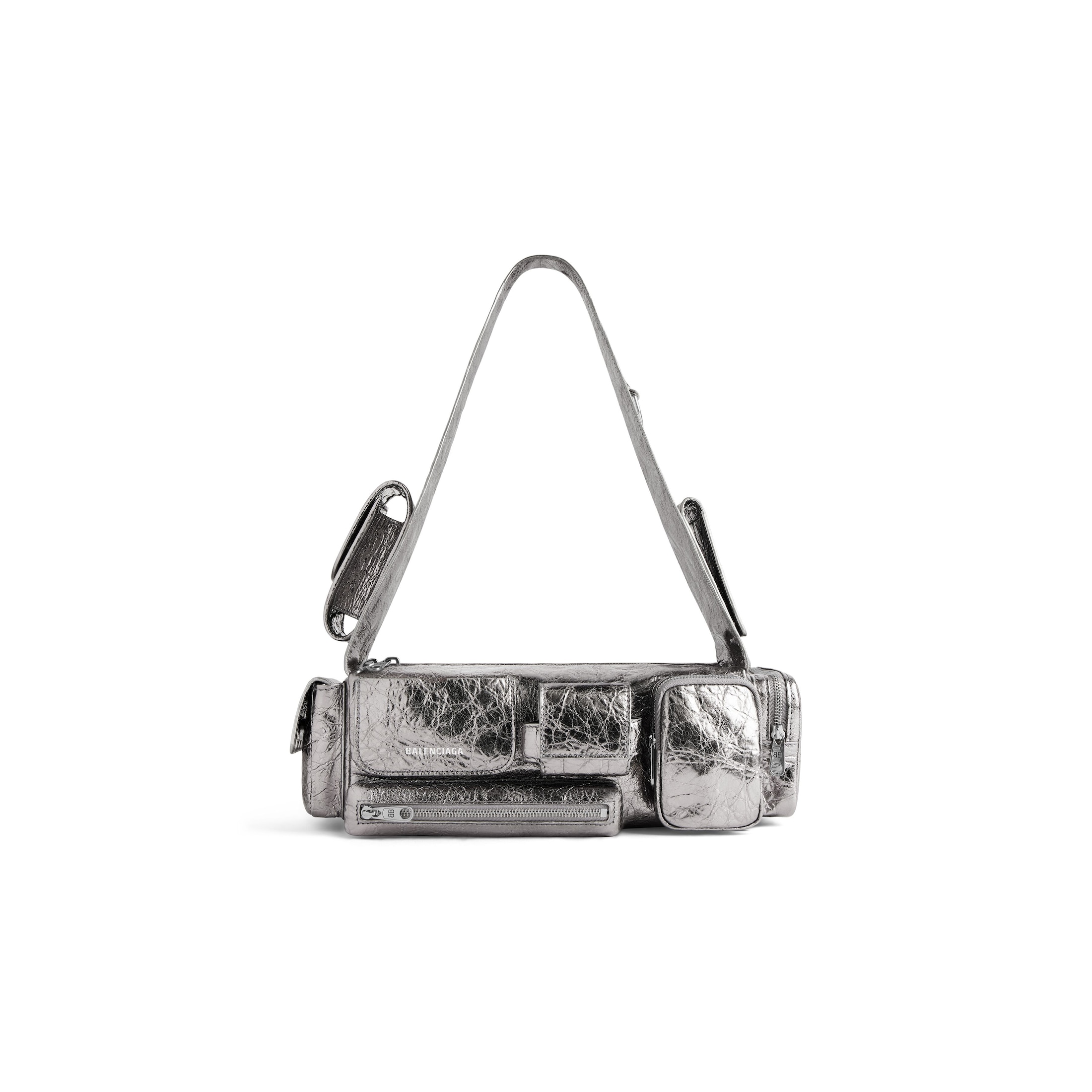 Balenciaga Superbusy XS Sling Bag Metallized - Silver - Woman - Lambskin, Calfskin