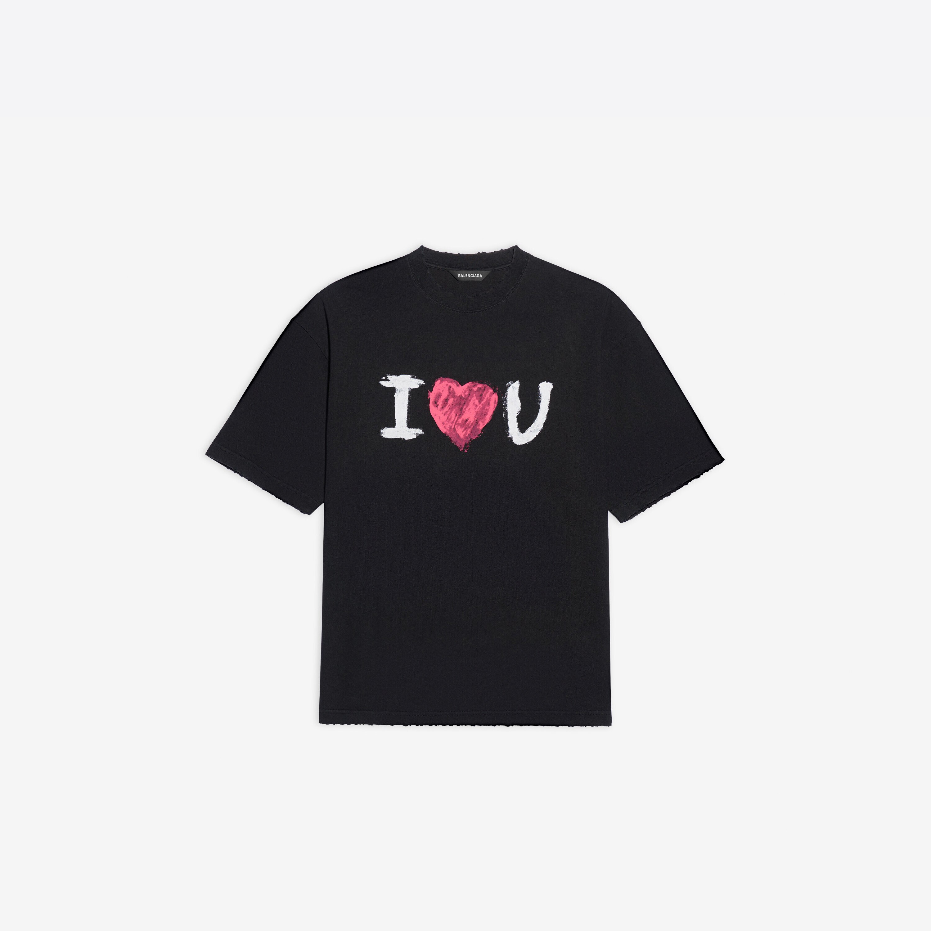 I Love U Medium Fit T Shirt In Black Balenciaga Us