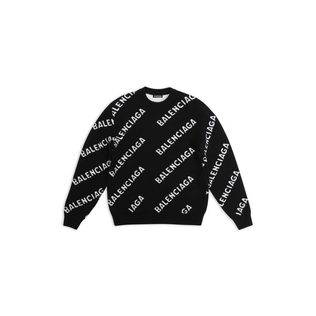 Aviación Humanista Cuna Men's Allover Logo Sweater in Black | Balenciaga US