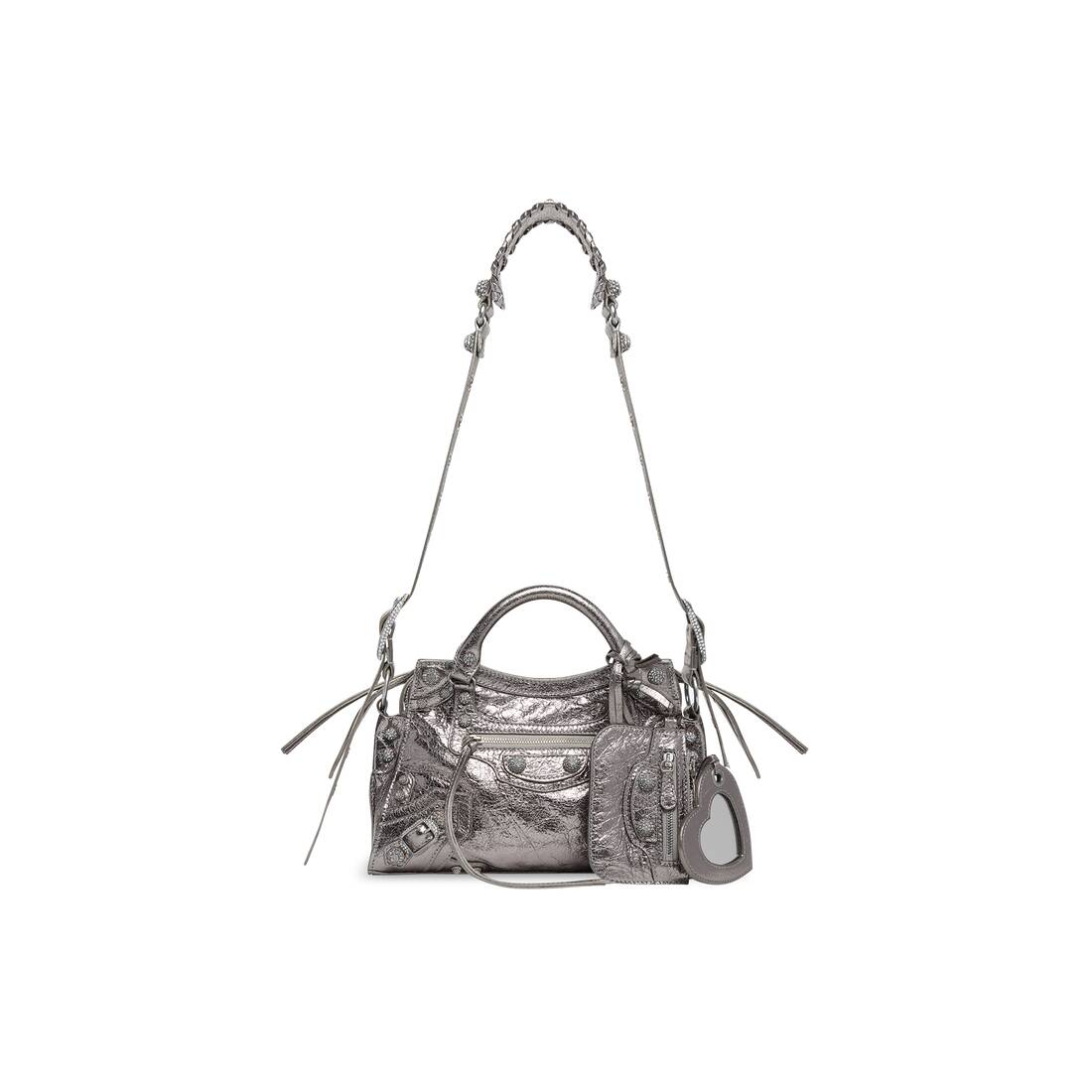Womens Crush Small Chain Bag Metallized Quilted in Silver  Balenciaga NL