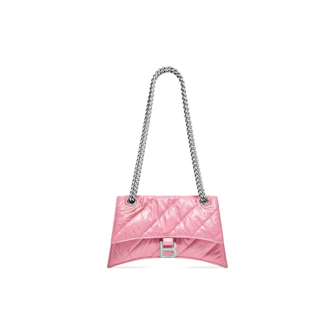 Balenciaga Crush Small Quilted Chain Shoulder Bag 5812 Sweet Pink