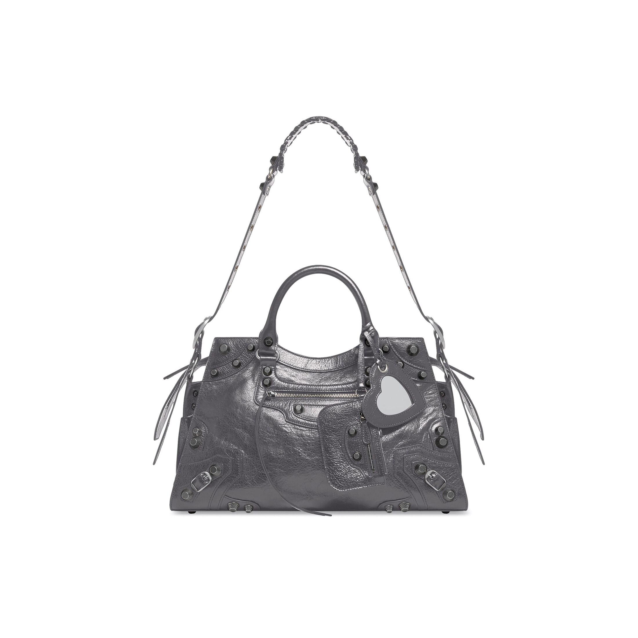 Balenciaga Neo Cagole City Handbag - Grey & Silver - Women's - Lambskin