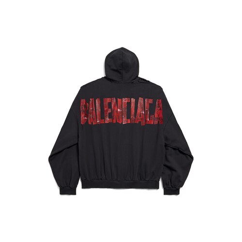 security tape logo hoodie大号拉链连帽卫衣