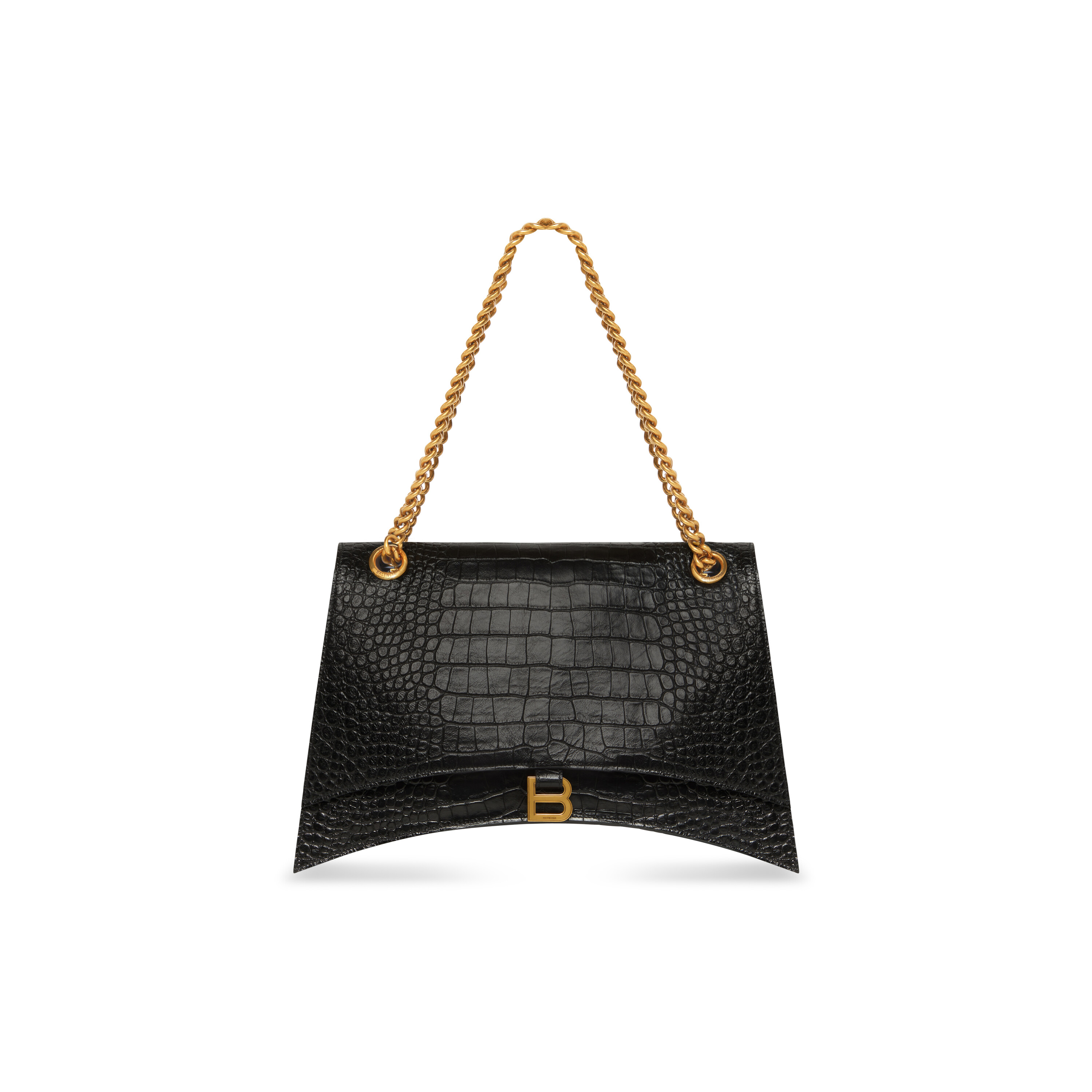 Vimoda BAG3377 Small Croc Leather Chain Bag In Black
