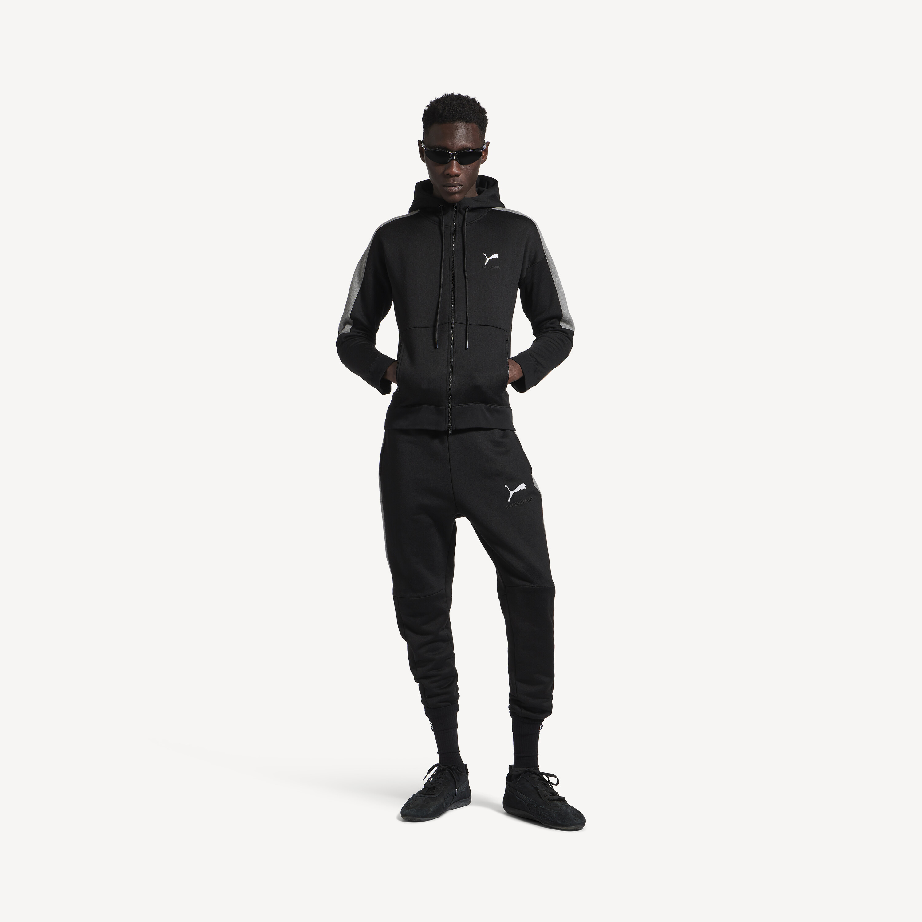 Balenciaga I Puma Fitted Tracksuit Pants in Black/dark Heather