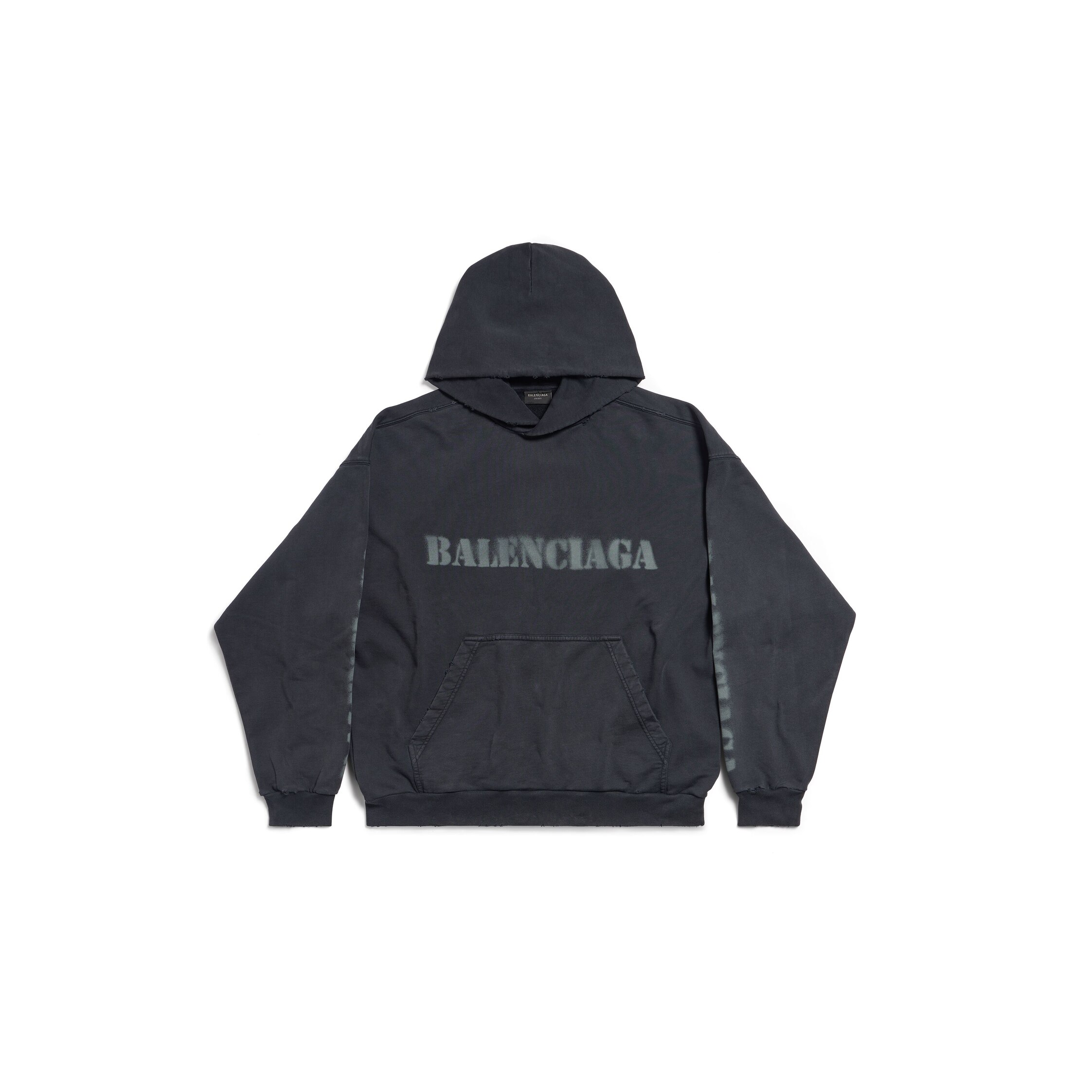 Balenciaga Stencil Type Hoodie Medium Fit - Black - Unisex - XXS - Cotton