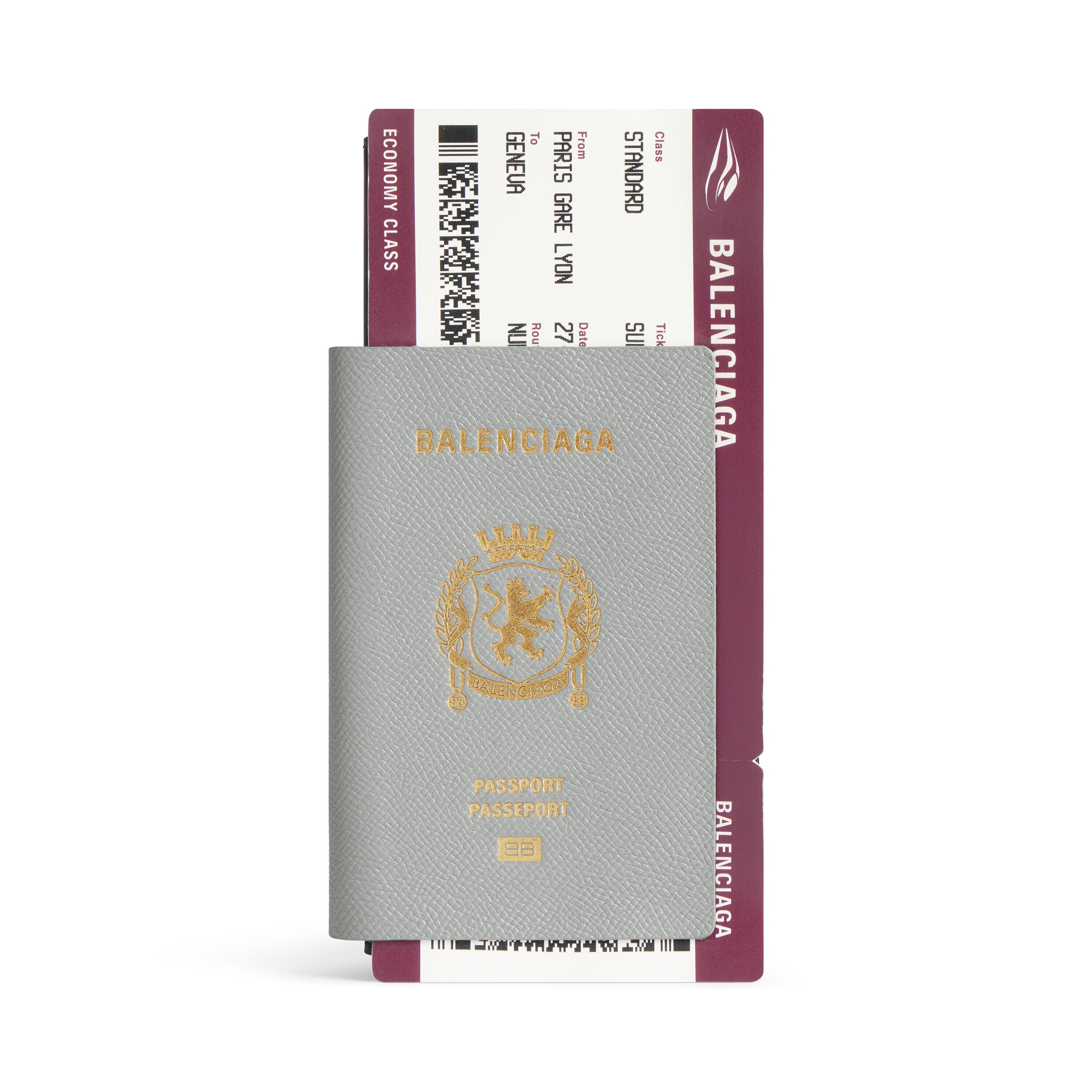 Men's Passport Long Wallet 1 Ticket in Balenciaga Grey