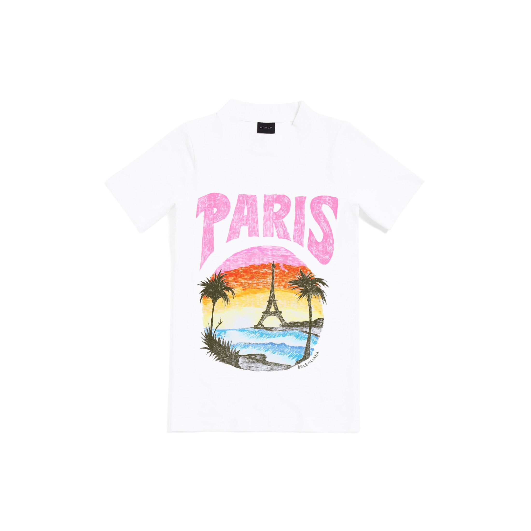 Balenciaga Paris Tropical T-Shirt Fitted - White - Women's - - Cotton & Elastane
